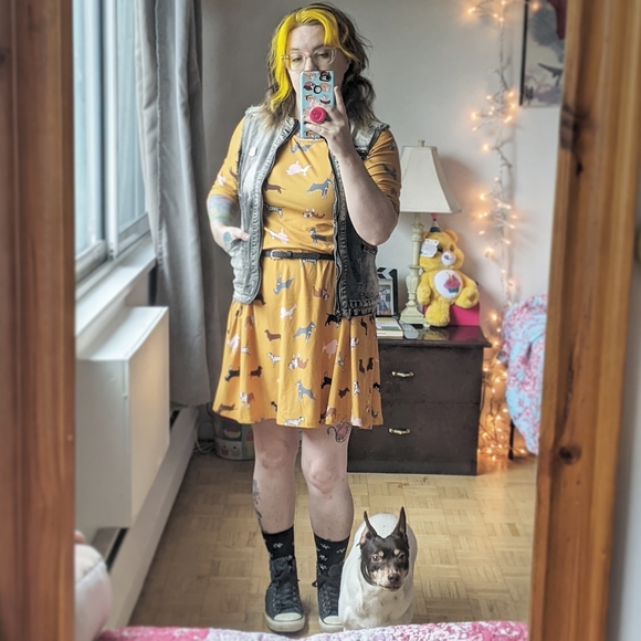 Mustard Yellow Dog Dress - Picture 3 of 3
